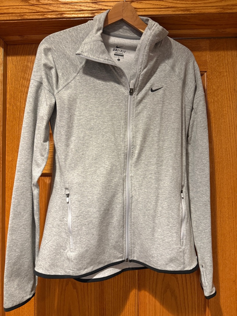 Nike Women's Light Gray Dri-FIT Full-Zip Hooded Jacket